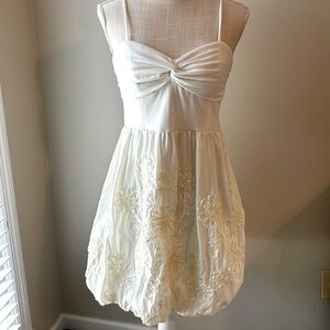 City Triangles cream mini dress, floral details -size 11 (juniors)/ Lg (women’s)